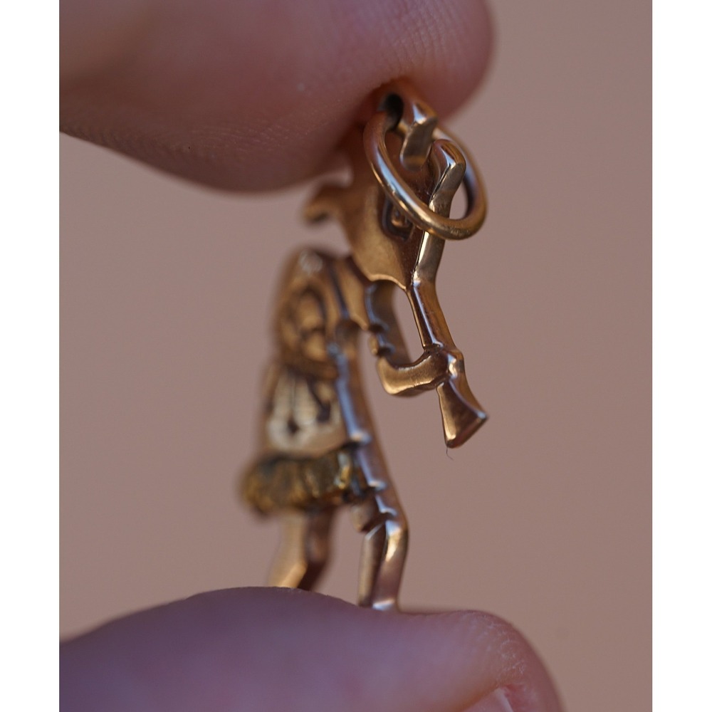 Lee Epperson LEE Cherokee 14k Solid Yellow Gold Nugget Accents Kokopelli Pendant - Picture 7 of 9
